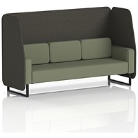 Brixworth 3 Seater Open Booth, Black Legs, Main Line Flax Fabric, Temple Panels And Monument Sofa