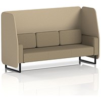 Brixworth 3 Seater Open Booth, Black Legs, Main Line Flax Fabric, Upminster Panels And Bank Sofa