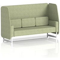 Brixworth 3 Seater Open Booth, White Legs, Rivet Fabric, Burnish Panels And Sofa