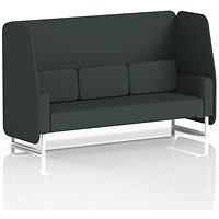 Brixworth 3 Seater Open Booth, White Legs, Rivet Fabric, Charcoal Panels And Sofa Brixworth 3 Seater Open Booth, White Legs, Rivet Fabric, Charcoal Panels And Sofa