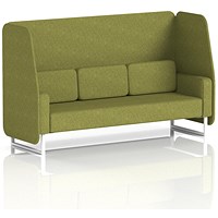 Brixworth 3 Seater Open Booth, White Legs, Rivet Fabric, Olive Panels And Sofa