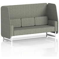 Brixworth 3 Seater Open Booth, White Legs, Rivet Fabric, Vitreous Panels And Sofa
