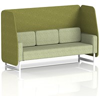 Brixworth 3 Seater Open Booth, White Legs, Rivet Fabric, Olive Panels And Burnish Sofa