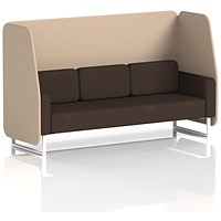 Brixworth 3 Seater Open Booth, White Legs, Synergy Fabric, Affix Panels And Wed Sofa