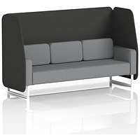 Brixworth 3 Seater Open Booth, White Legs, Synergy Fabric, Mix Panels And Partner Sofa
