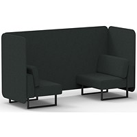 Brixworth 2 Seater Bench Booth, Black Legs, Rivet Fabric, Charcoal Panels And Sofa