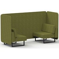 Brixworth 2 Seater Bench Booth, Black Legs, Rivet Fabric, Olive Panels And Sofa