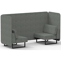 Brixworth 2 Seater Bench Booth, Black Legs, Rivet Fabric, Prime Panels And Sofa