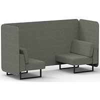 Brixworth 2 Seater Bench Booth, Black Legs, Rivet Fabric, Vitreous Panels And Sofa
