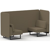 Brixworth 2 Seater Bench Booth, Black Legs, Main Line Flax Fabric, Bank Panels And Sofa