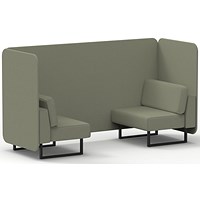 Brixworth 2 Seater Bench Booth, Black Legs, Main Line Flax Fabric, Newbury Panels And Sofa