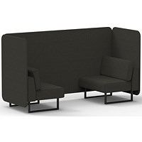 Brixworth 2 Seater Bench Booth, Black Legs, Main Line Flax Fabric, Temple Panels And Sofa