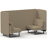 Brixworth 2 Seater Bench Booth, Black Legs, Main Line Flax Fabric, Upminster Panels And Sofa