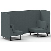 Brixworth 2 Seater Bench Booth, Black Legs, Main Line Flax Fabric, Westminster Panels And Sofa