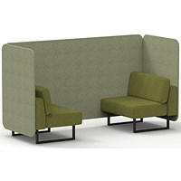Brixworth 2 Seater Bench Booth, Black Legs, Rivet Fabric, Burnish Panels And Olive Sofa
