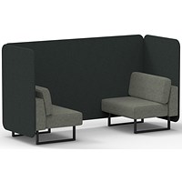 Brixworth 2 Seater Bench Booth, Black Legs, Rivet Fabric, Charcoal Panels And Vitreous Sofa