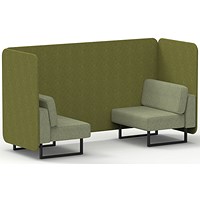Brixworth 2 Seater Bench Booth, Black Legs, Rivet Fabric, Olive Panels And Burnish Sofa