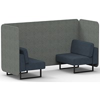 Brixworth 2 Seater Bench Booth, Black Legs, Rivet Fabric, Prime Panels And Crucible Sofa