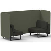 Brixworth 2 Seater Bench Booth, Black Legs, Main Line Flax Fabric, Monument Panels And Temple Sofa