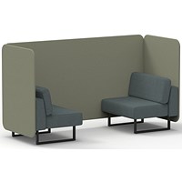 Brixworth 2 Seater Bench Booth, Black Legs, Main Line Flax Fabric, Newbury Panels And Westminster Sofa