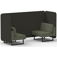 Brixworth 2 Seater Bench Booth, Black Legs, Main Line Flax Fabric, Temple Panels And Monument Sofa