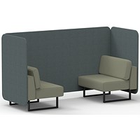 Brixworth 2 Seater Bench Booth, Black Legs, Main Line Flax Fabric, Westminster Panels And Newbury Sofa