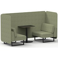 Brixworth 2 Seater Bench Booth With Table, Black Legs, Black Table, Rivet Fabric, Burnish Panels And Sofa