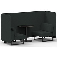 Brixworth 2 Seater Bench Booth With Table, Black Legs, Black Table, Rivet Fabric, Charcoal Panels And Sofa