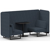 Brixworth 2 Seater Bench Booth With Table, Black Legs, Black Table, Rivet Fabric, Crucible Panels And Sofa