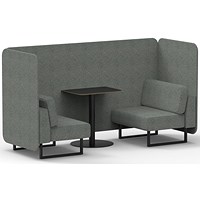 Brixworth 2 Seater Bench Booth With Table, Black Legs, Black Table, Rivet Fabric, Prime Panels And Sofa