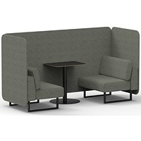 Brixworth 2 Seater Bench Booth With Table, Black Legs, Black Table, Rivet Fabric, Vitreous Panels And Sofa