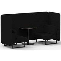 Brixworth 2 Seater Bench Booth With Table, Black Legs, Black Table, X2 Fabric, Diameter Panels And Sofa
