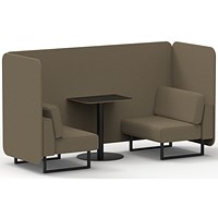 Brixworth 2 Seater Bench Booth With Table, Black Legs, Black Table, Main Line Flax Fabric, Bank Panels And Sofa