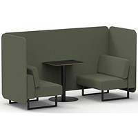Brixworth 2 Seater Bench Booth With Table, Black Legs, Black Table, Main Line Flax Fabric, Monument Panels And Sofa