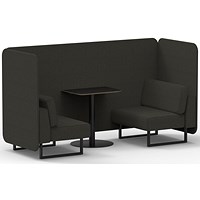 Brixworth 2 Seater Bench Booth With Table, Black Legs, Black Table, Main Line Flax Fabric, Temple Panels And Sofa