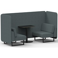 Brixworth 2 Seater Bench Booth With Table, Black Legs, Black Table, Main Line Flax Fabric, Westminster Panels And Sofa