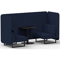 Brixworth 2 Seater Bench Booth With Table, Black Legs, Black Table, Synergy Fabric, Alike Panels And Sofa