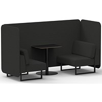 Brixworth 2 Seater Bench Booth With Table, Black Legs, Black Table, Synergy Fabric, Mix Panels And Sofa