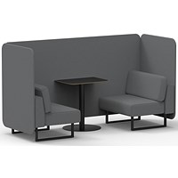 Brixworth 2 Seater Bench Booth With Table, Black Legs, Black Table, Synergy Fabric, Partner Panels And Sofa