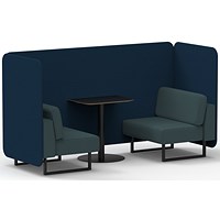 Brixworth 2 Seater Bench Booth With Table, Black Legs, Black Table, X2 Fabric, Calculus Panels And Polygon Sofa