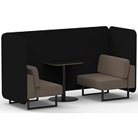 Brixworth 2 Seater Bench Booth With Table, Black Legs, Black Table, X2 Fabric, Diameter Panels And Theory Sofa