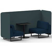 Brixworth 2 Seater Bench Booth With Table, Black Legs, Black Table, X2 Fabric, Polygon Panels And Calculus Sofa