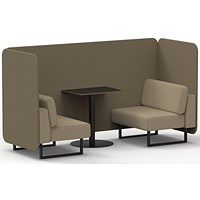 Brixworth 2 Seater Bench Booth With Table, Black Legs, Black Table, Main Line Flax Fabric, Bank Panels And Upminster Sofa