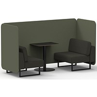 Brixworth 2 Seater Bench Booth With Table, Black Legs, Black Table, Main Line Flax Fabric, Monument Panels And Temple Sofa