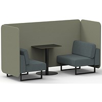 Brixworth 2 Seater Bench Booth With Table, Black Legs, Black Table, Main Line Flax Fabric, Newbury Panels And Westminster Sofa