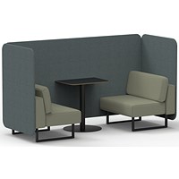 Brixworth 2 Seater Bench Booth With Table, Black Legs, Black Table, Main Line Flax Fabric, Westminster Panels And Newbury Sofa
