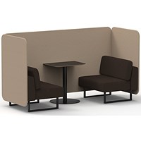 Brixworth 2 Seater Bench Booth With Table, Black Legs, Black Table, Synergy Fabric, Affix Panels And Wed Sofa