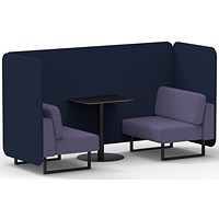 Brixworth 2 Seater Bench Booth With Table, Black Legs, Black Table, Synergy Fabric, Alike Panels And Order Sofa