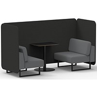 Brixworth 2 Seater Bench Booth With Table, Black Legs, Black Table, Synergy Fabric, Mix Panels And Partner Sofa