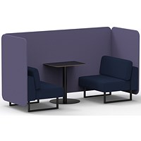 Brixworth 2 Seater Bench Booth With Table, Black Legs, Black Table, Synergy Fabric, Order Panels And Alike Sofa